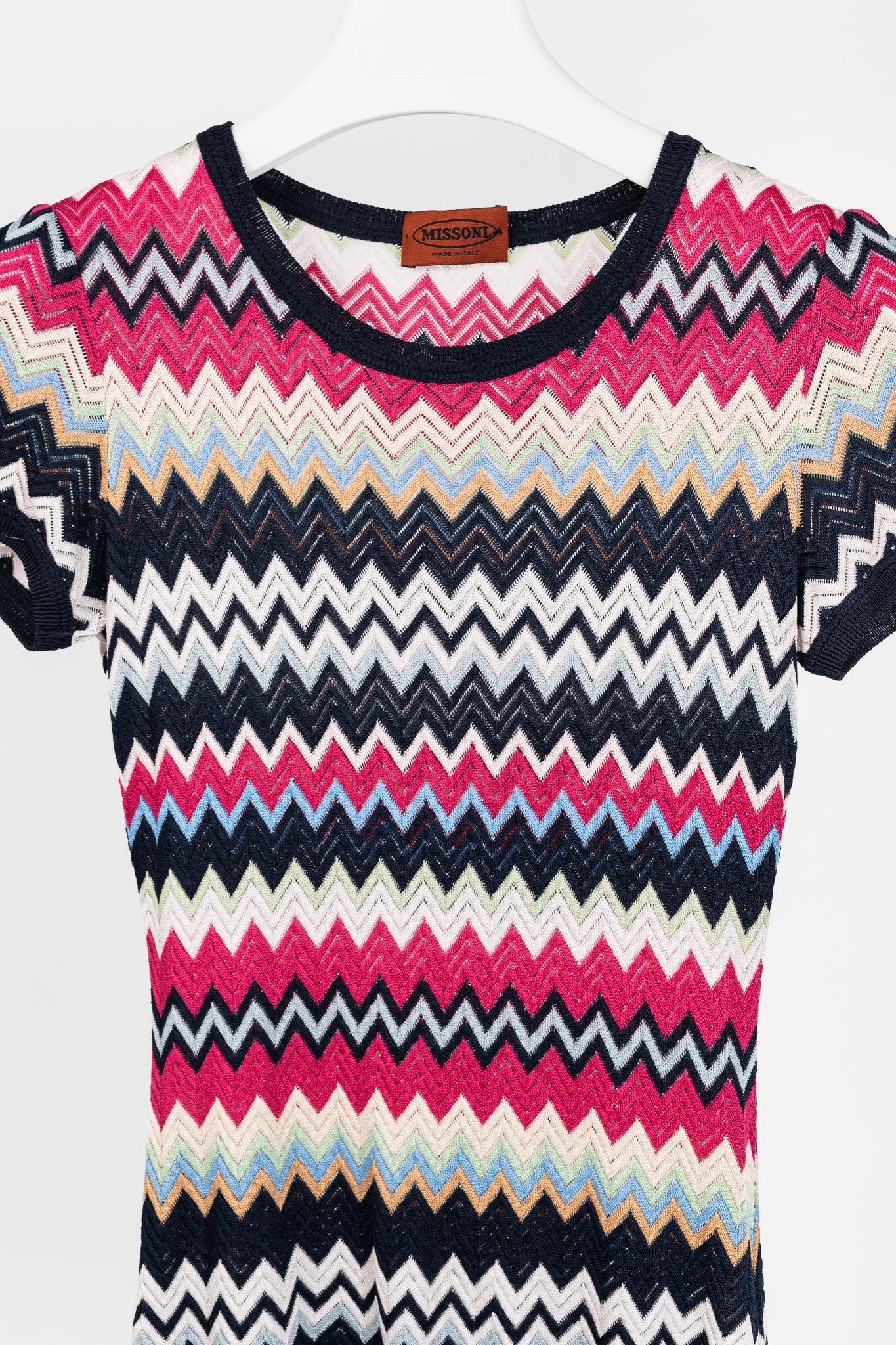 Missoni Pink & Navy Chevron Knit T-Shirt