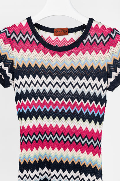 Missoni Pink & Navy Chevron Knit T-Shirt