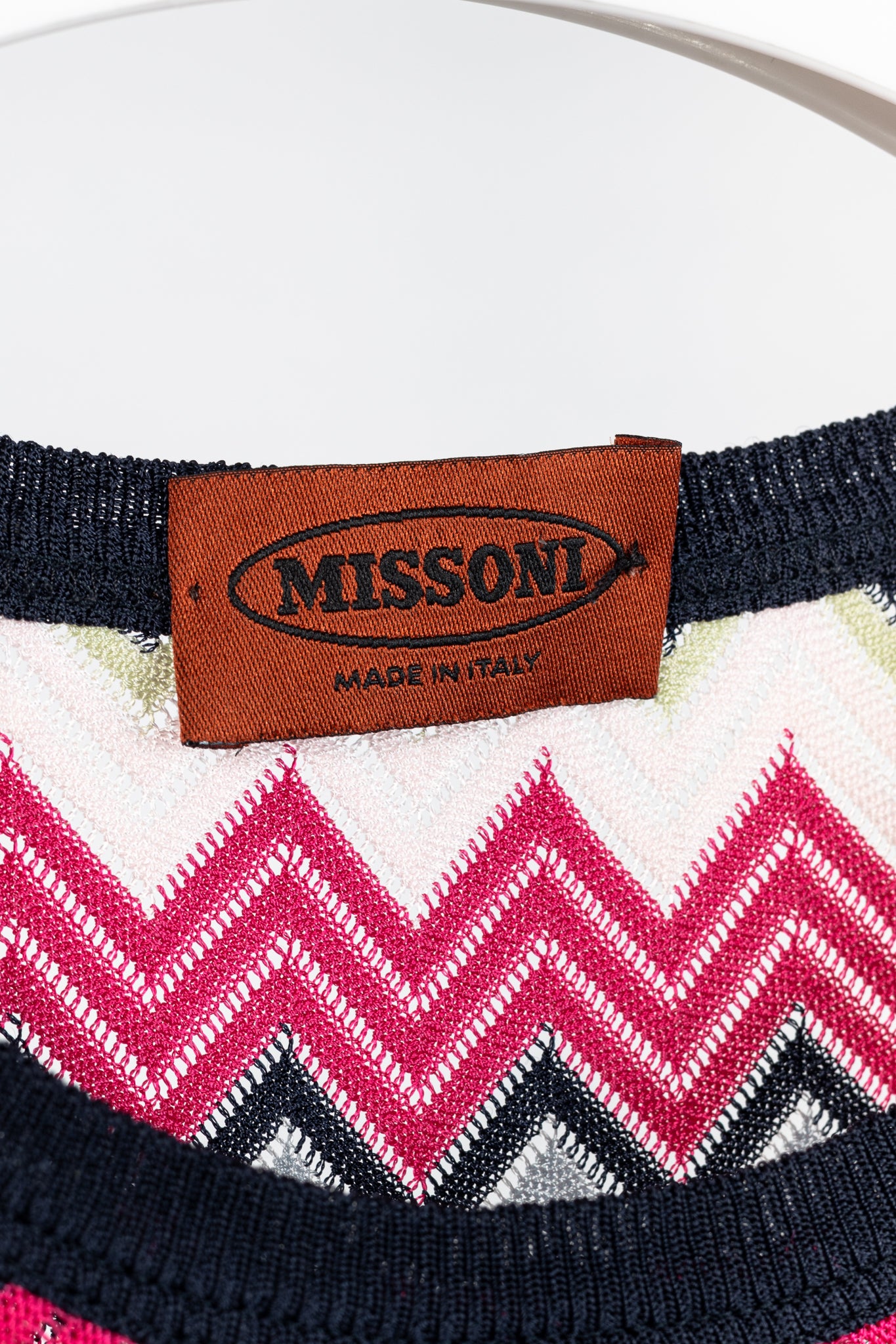 Missoni Pink & Navy Chevron Knit T-Shirt