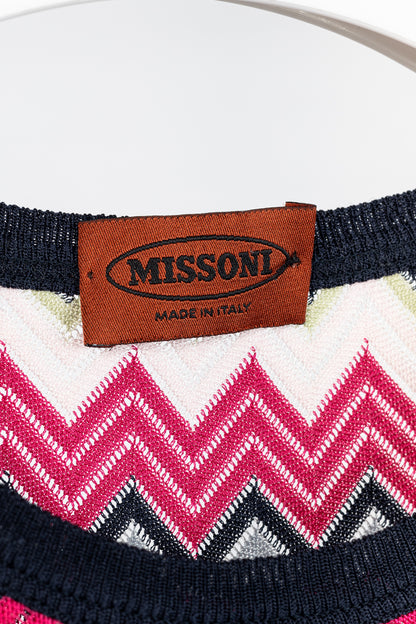 Missoni Pink & Navy Chevron Knit T-Shirt