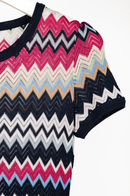 Missoni Pink & Navy Chevron Knit T-Shirt