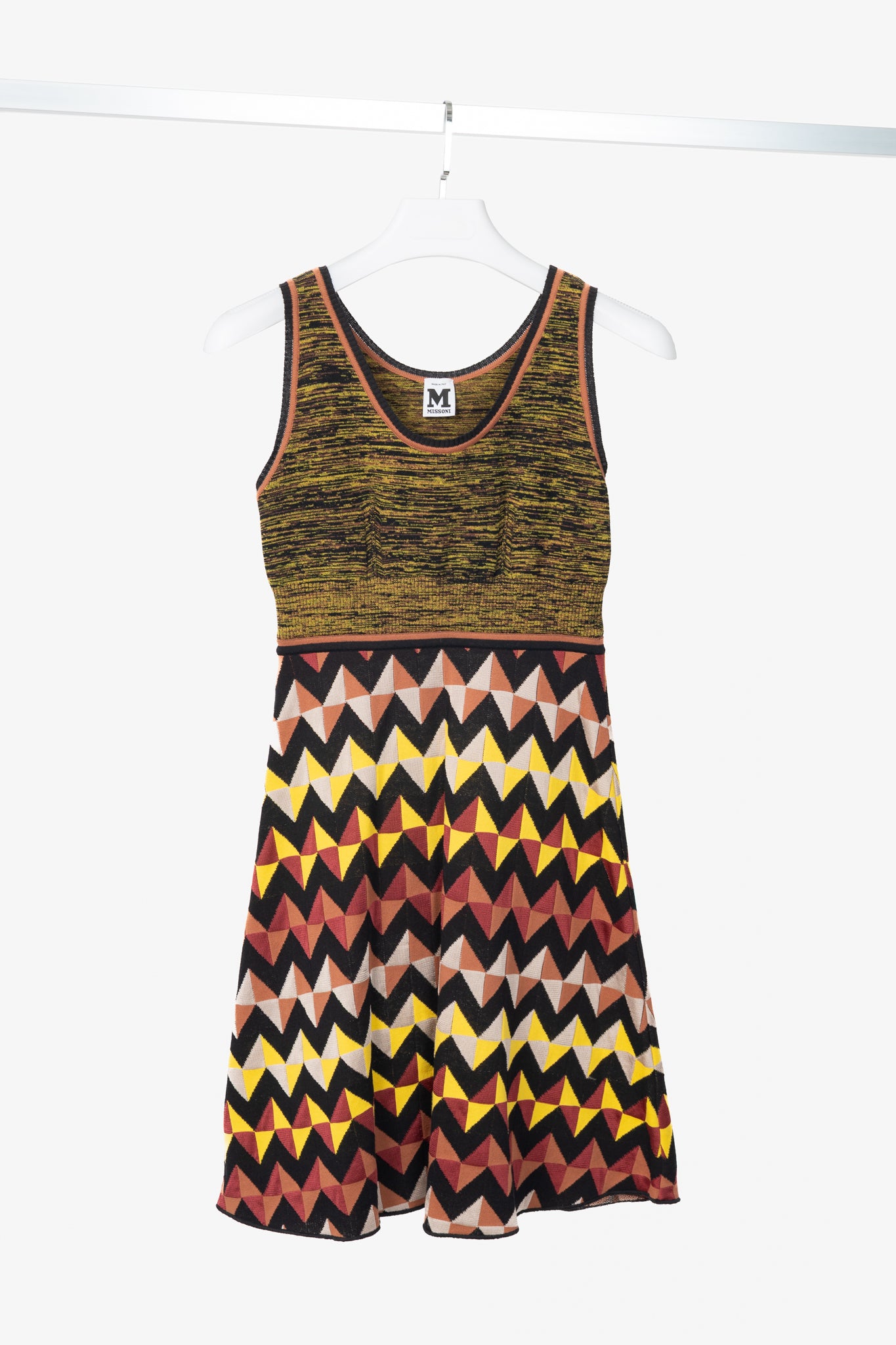 M Missoni Geometric Knit Paneled Cotton-Blend Mini Dress
