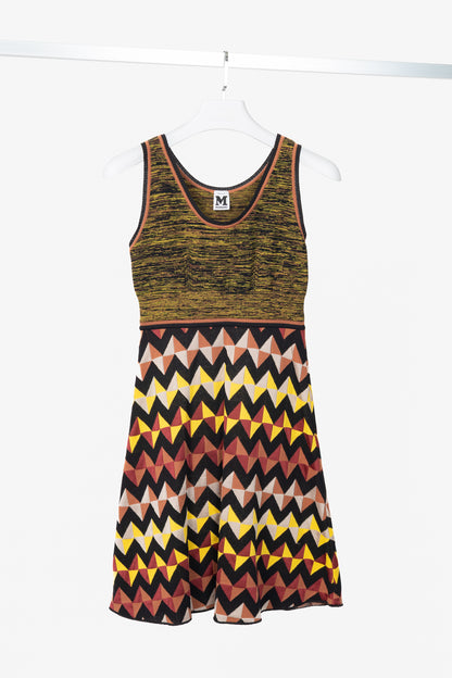 M Missoni Geometric Knit Paneled Cotton-Blend Mini Dress