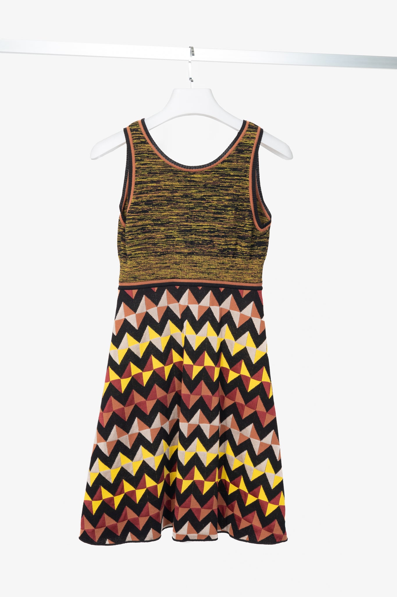 M Missoni Geometric Knit Paneled Cotton-Blend Mini Dress