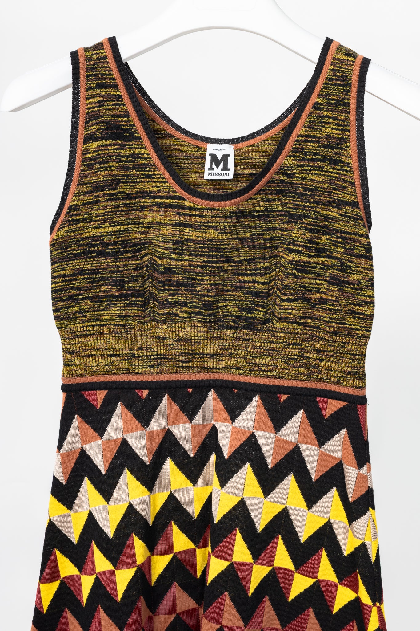 M Missoni Geometric Knit Paneled Cotton-Blend Mini Dress