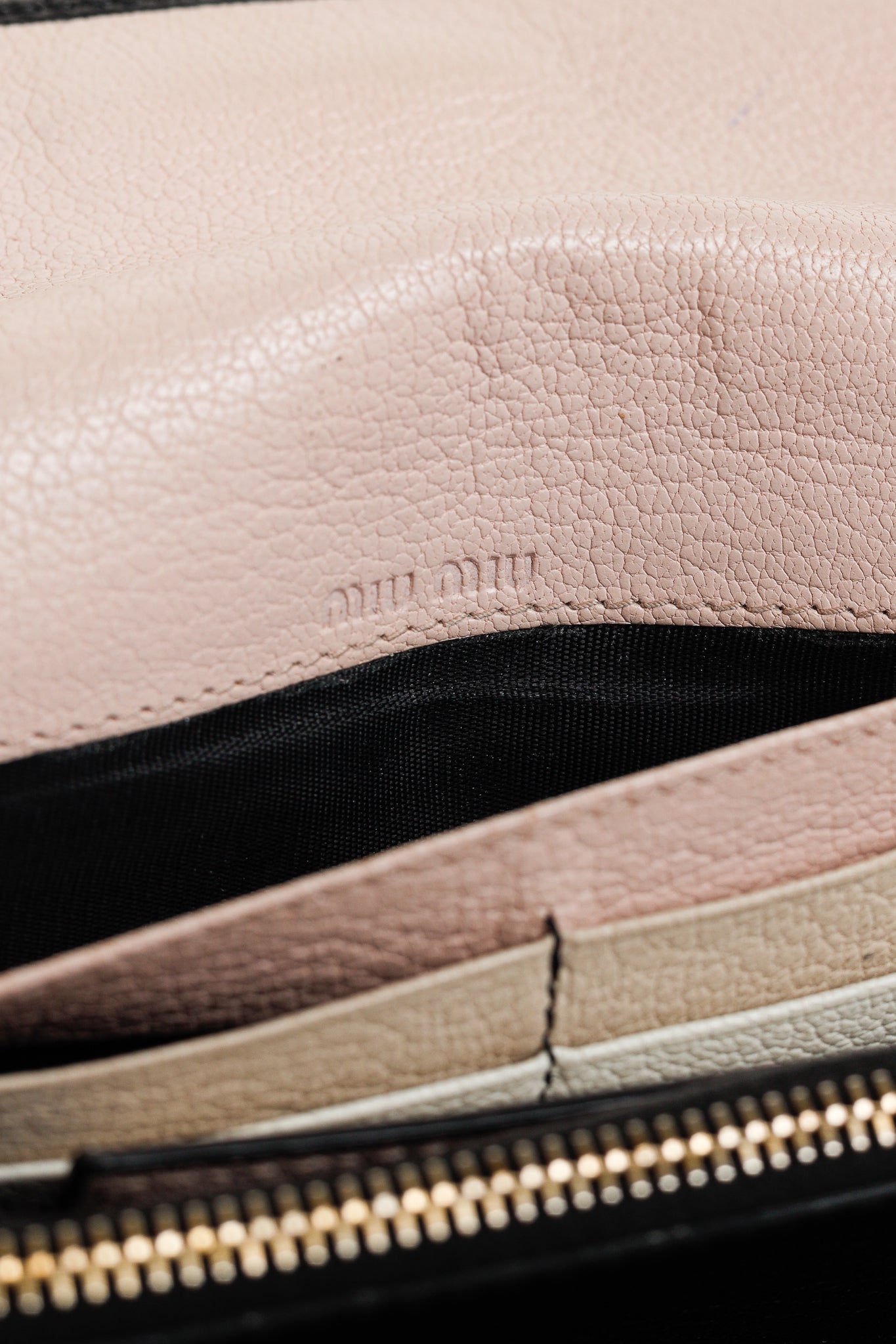 Miu Miu Black Madras Leather Long Wallet
