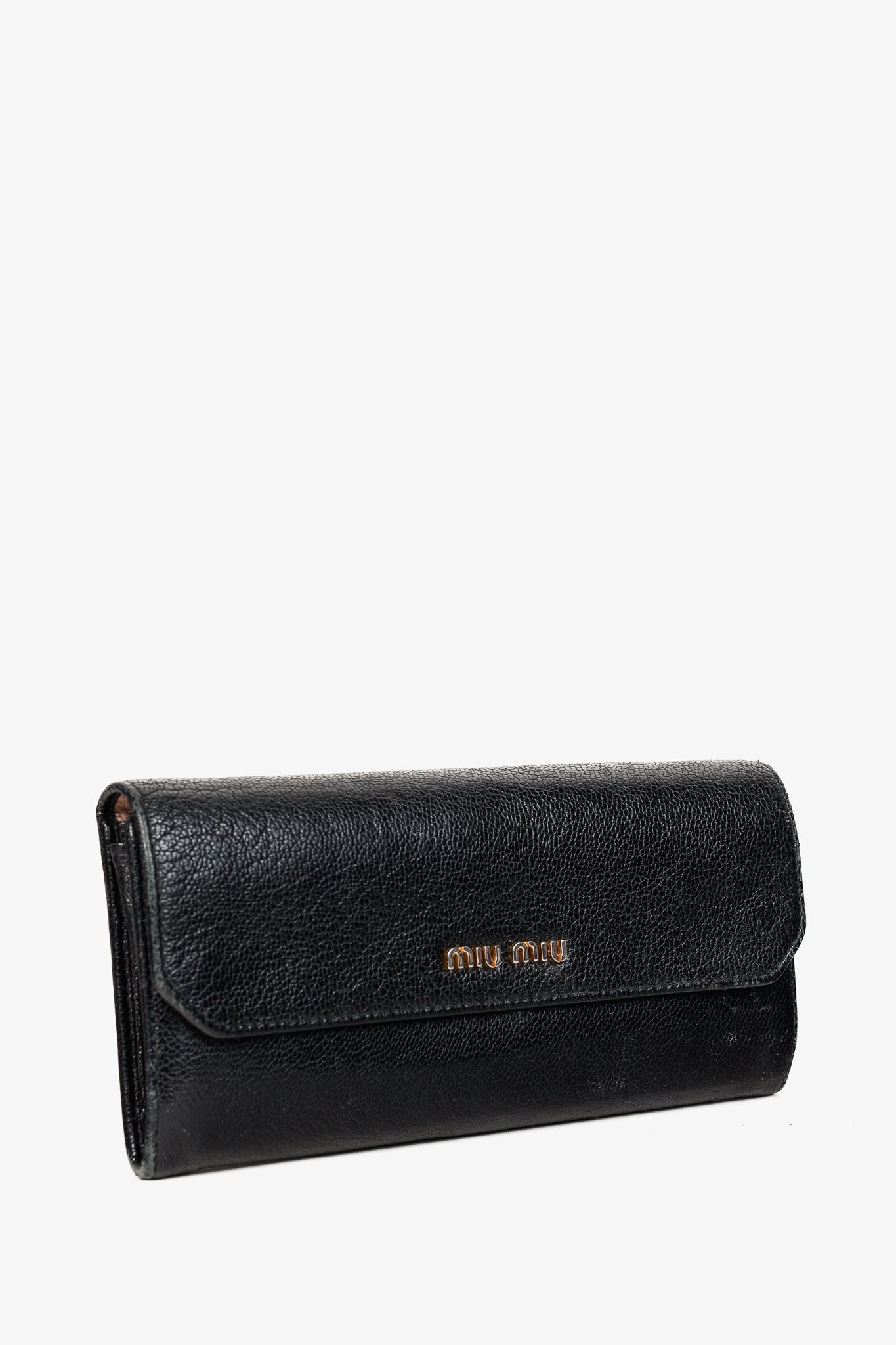 Miu Miu Black Madras Leather Long Wallet
