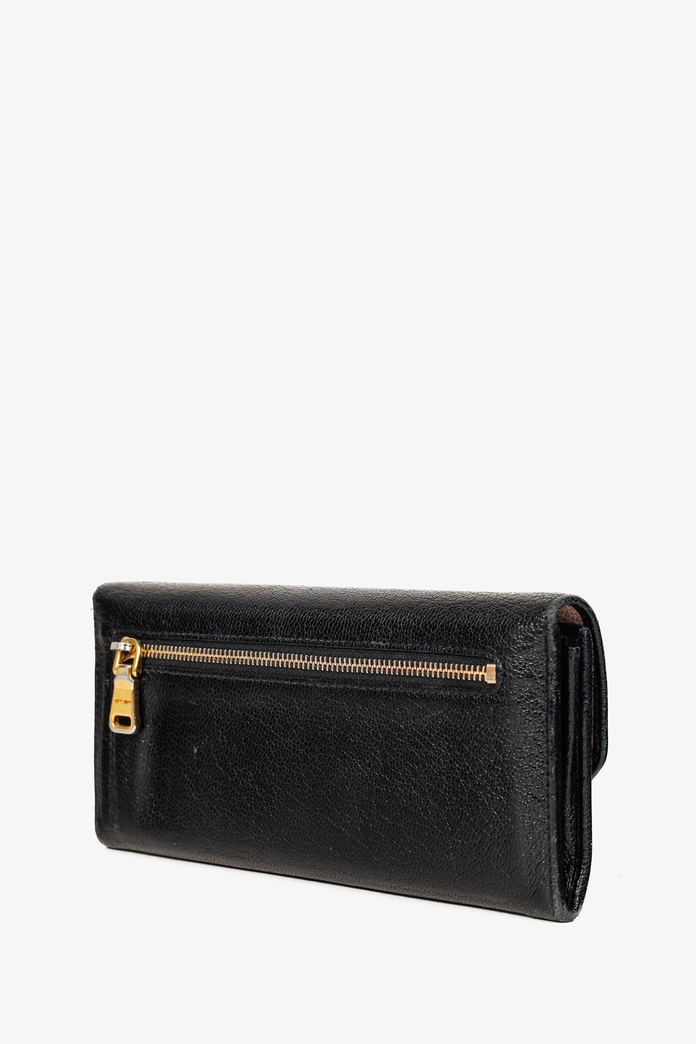 Miu Miu Black Madras Leather Long Wallet