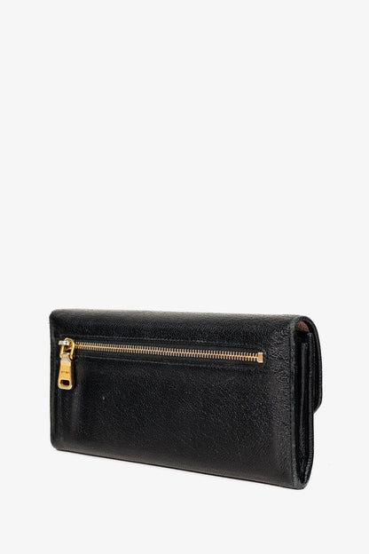 Miu Miu Black Madras Leather Long Wallet