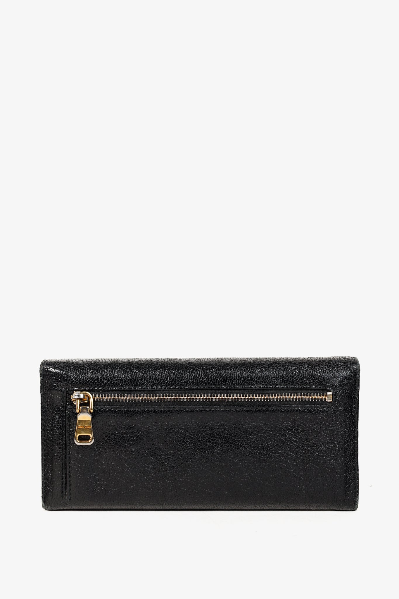 Miu Miu Black Madras Leather Long Wallet