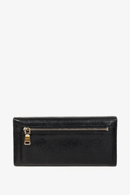 Miu Miu Black Madras Leather Long Wallet