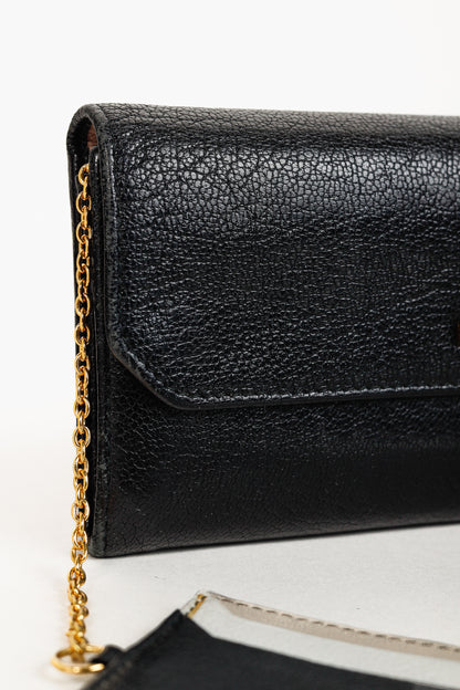 Miu Miu Black Madras Leather Long Wallet