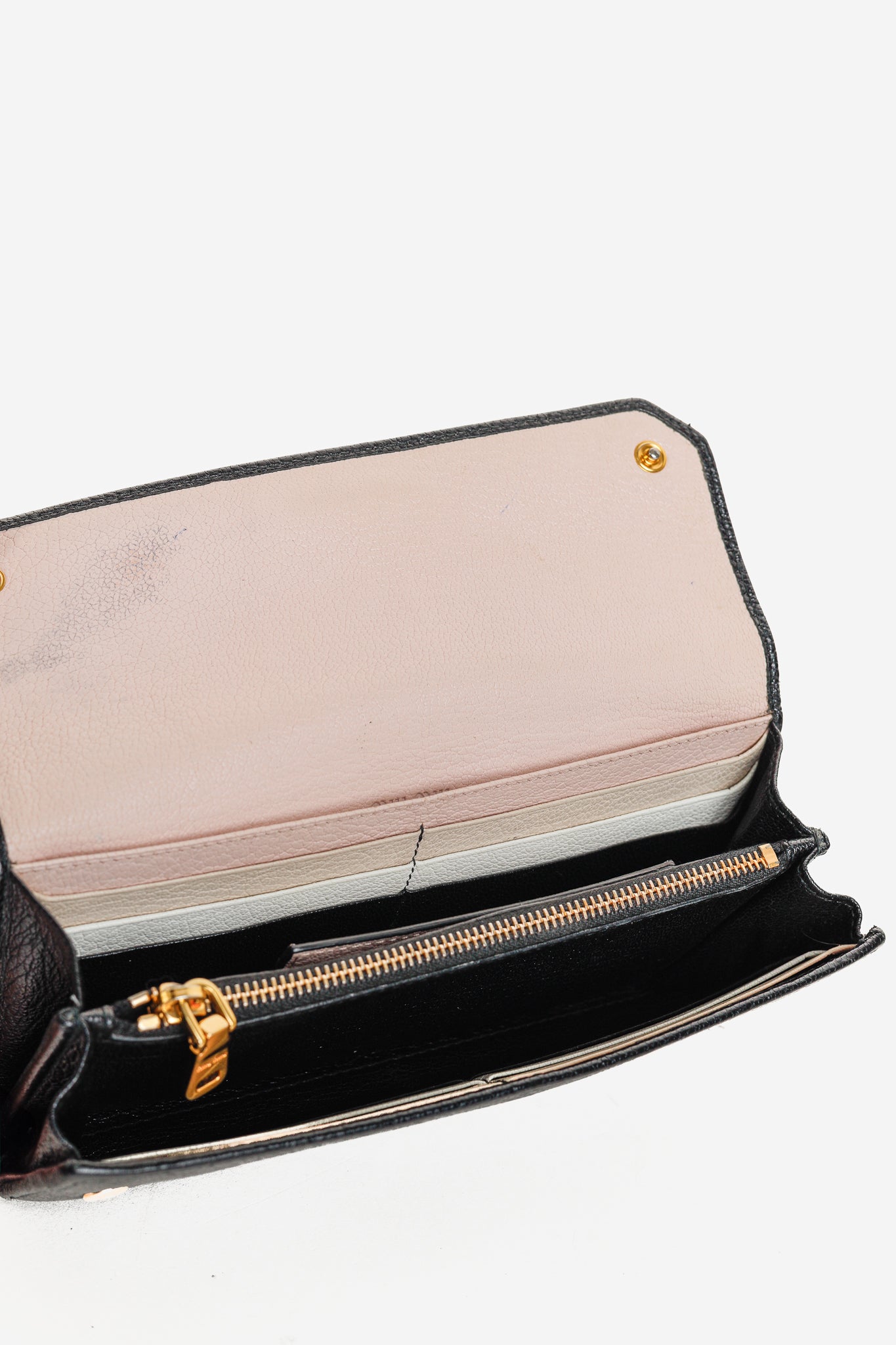 Miu Miu Black Madras Leather Long Wallet