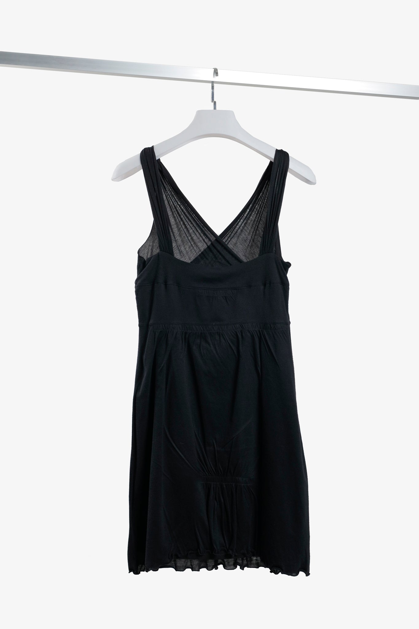 Miu Miu 2006 Black Silk Pleated Tank Dress