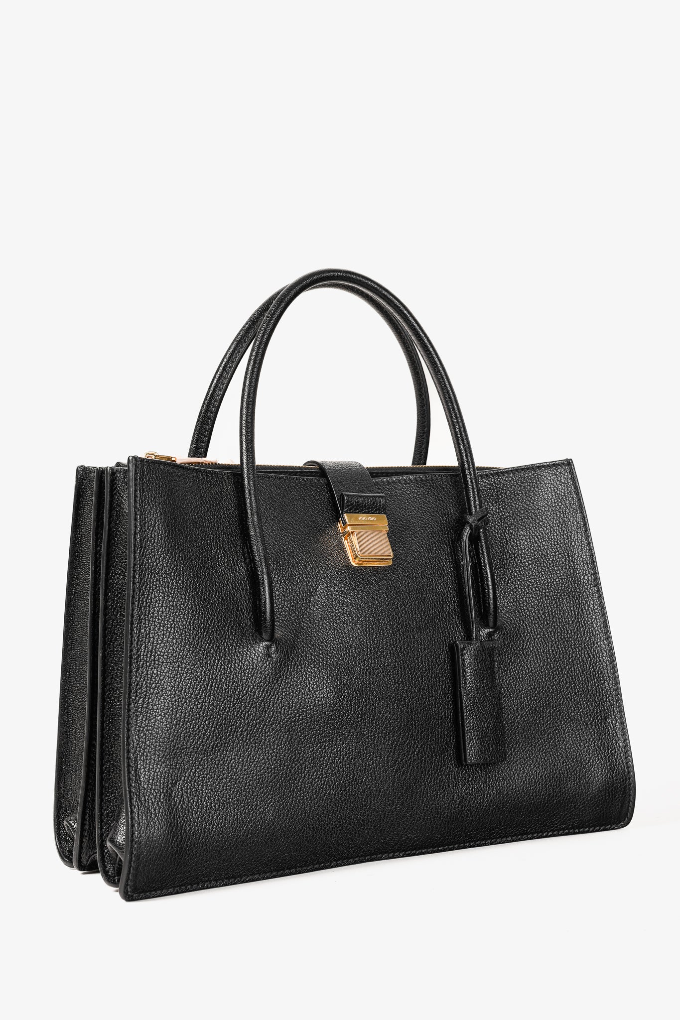 Miu Miu Nero Madras Leather Accordion Tote