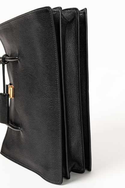 Miu Miu Nero Madras Leather Accordion Tote