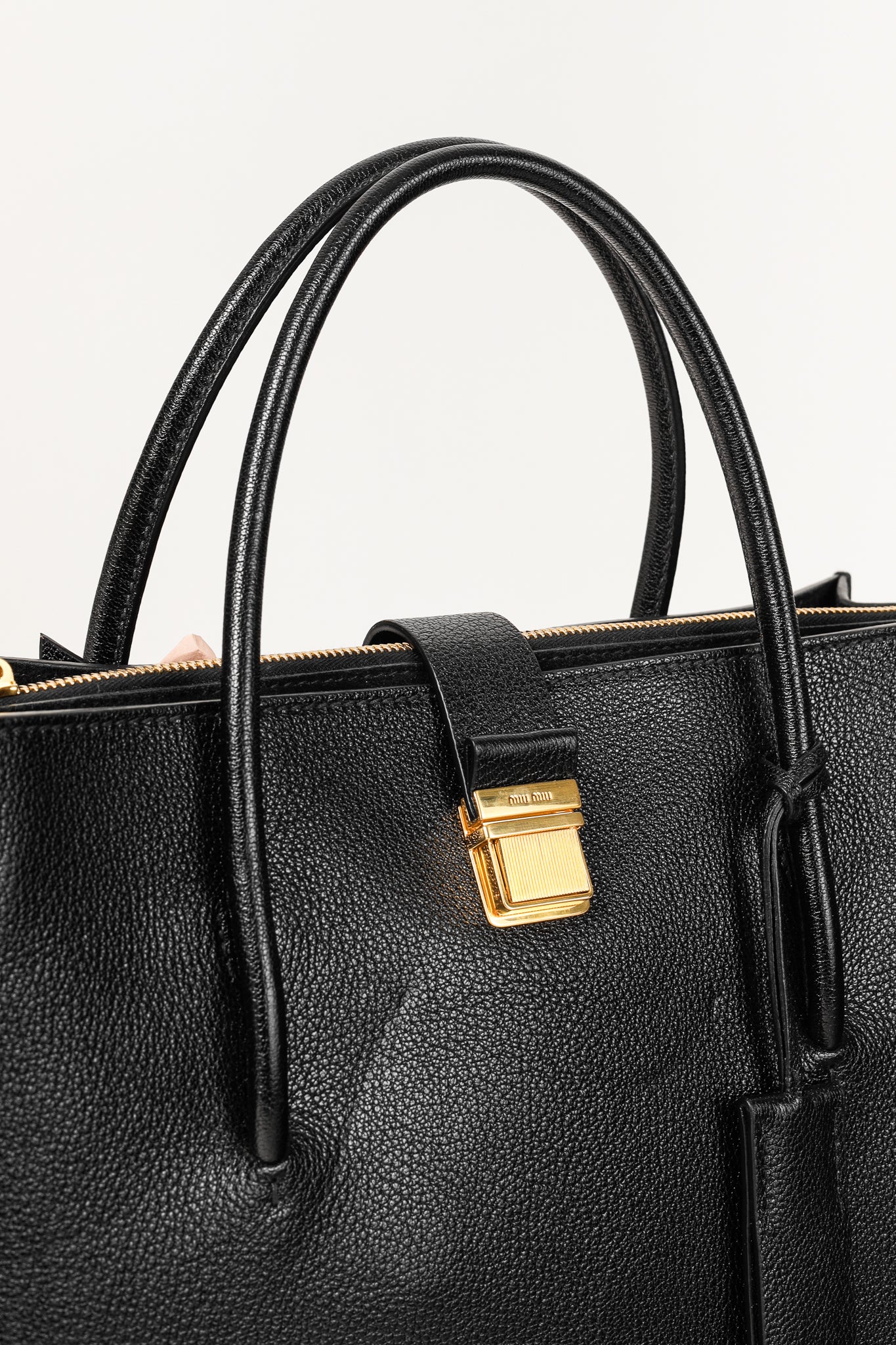 Miu Miu Nero Madras Leather Accordion Tote