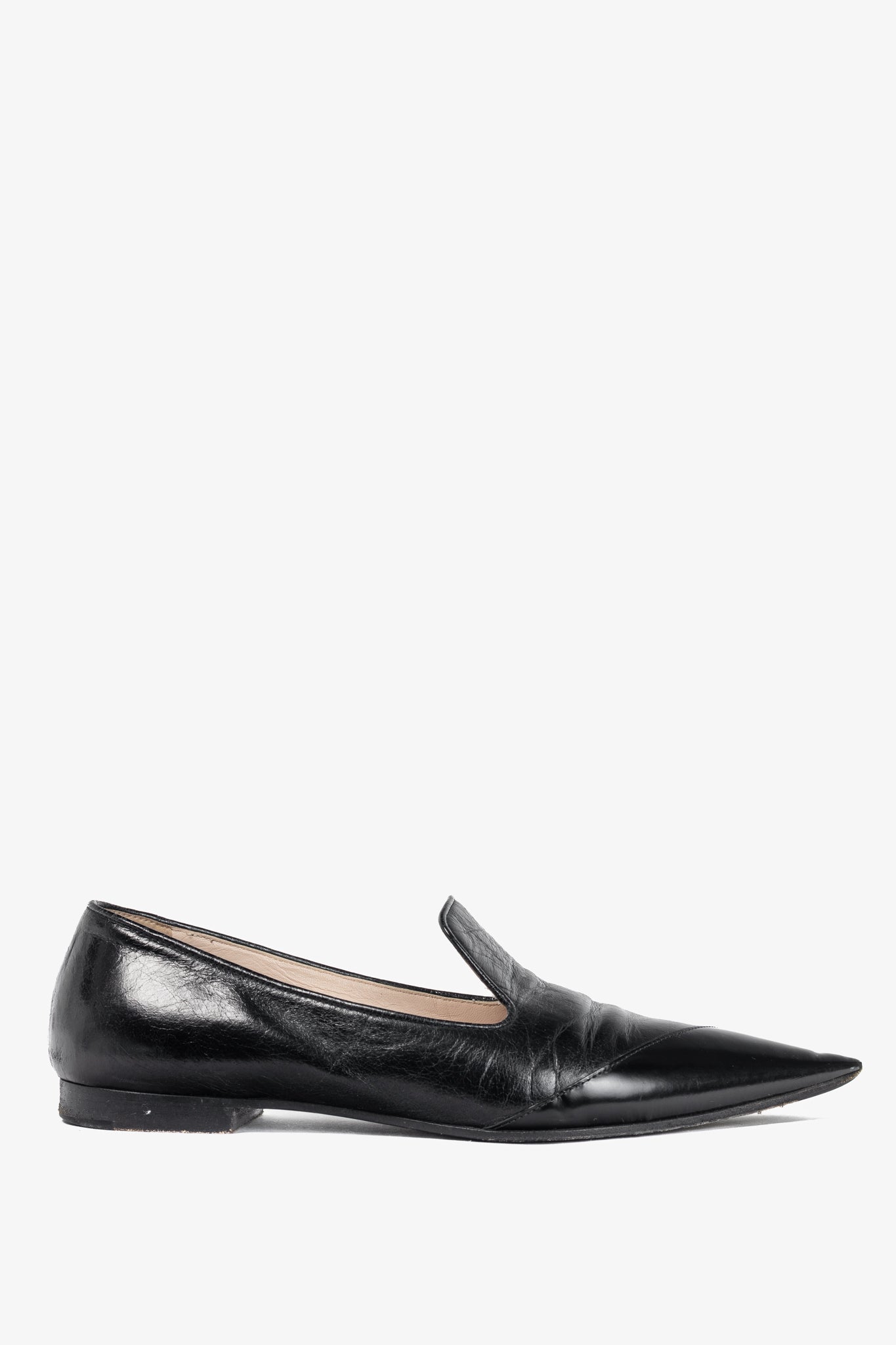 Miu Miu AW13 Black Leather Pointed-Toe Flats