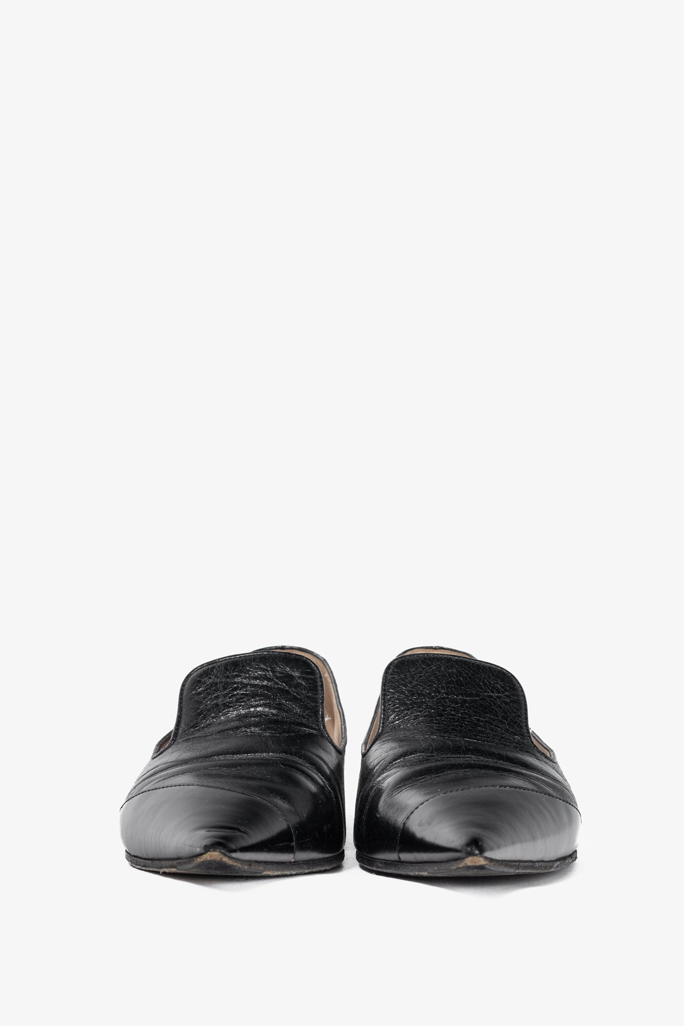 Miu Miu AW13 Black Leather Pointed-Toe Flats