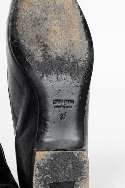 Miu Miu AW13 Black Leather Pointed-Toe Flats
