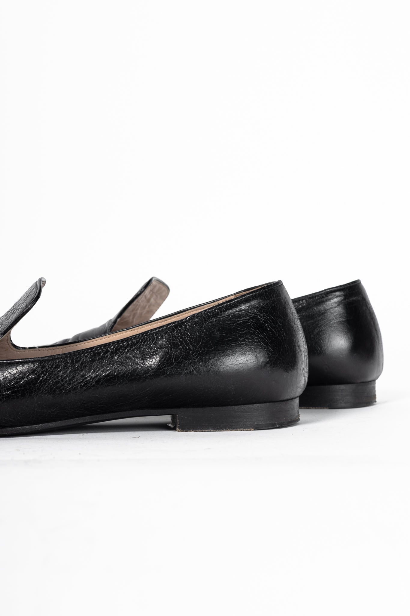 Miu Miu AW13 Black Leather Pointed-Toe Flats