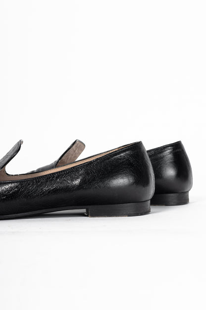 Miu Miu AW13 Black Leather Pointed-Toe Flats