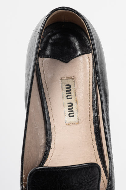 Miu Miu AW13 Black Leather Pointed-Toe Flats