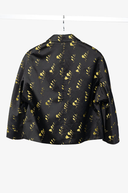 Miu Miu SS15 Runway Giallo Duchesse Mughetto Jacquard Satin Jacket