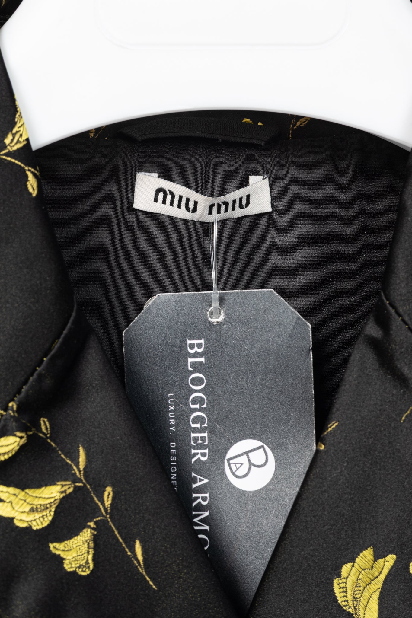Miu Miu SS15 Runway Giallo Duchesse Mughetto Jacquard Satin Jacket