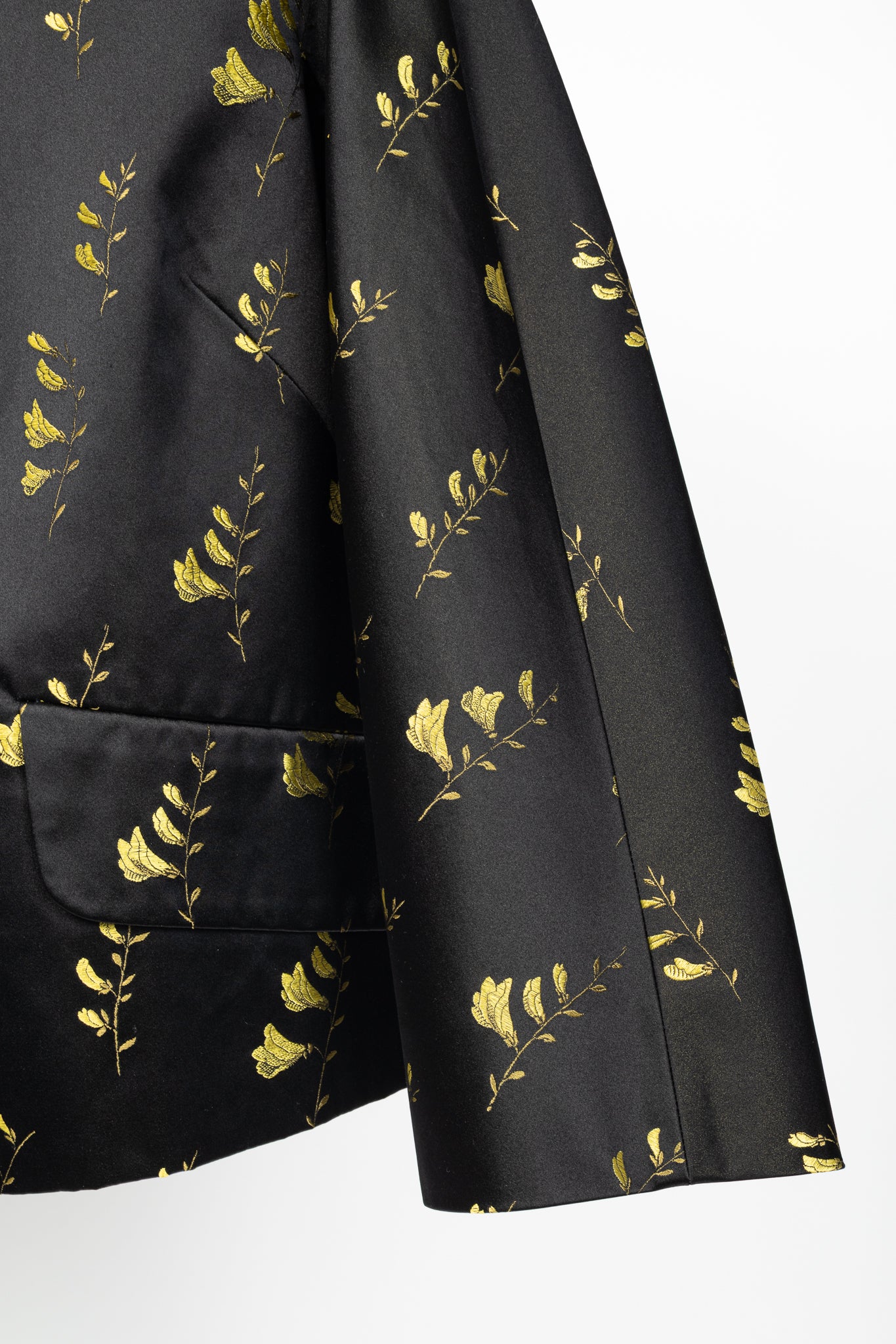 Miu Miu SS15 Runway Giallo Duchesse Mughetto Jacquard Satin Jacket