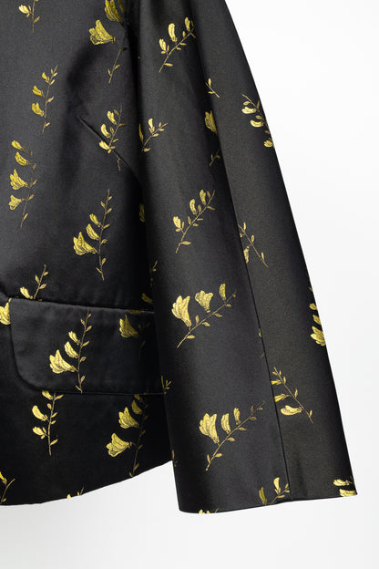 Miu Miu SS15 Runway Giallo Duchesse Mughetto Jacquard Satin Jacket