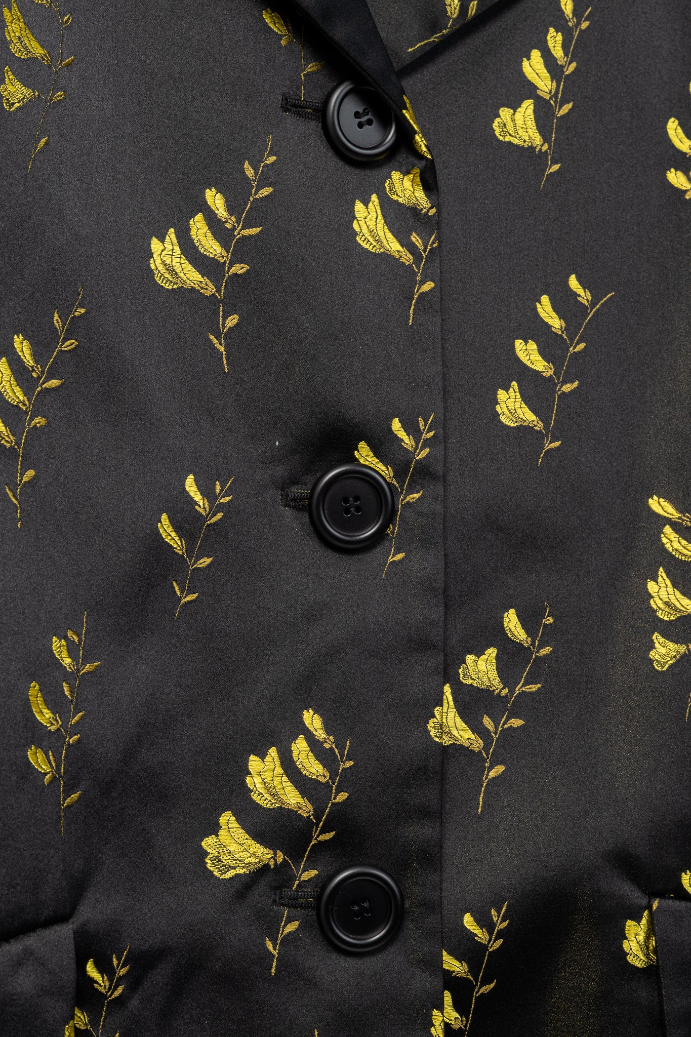 Miu Miu SS15 Runway Giallo Duchesse Mughetto Jacquard Satin Jacket