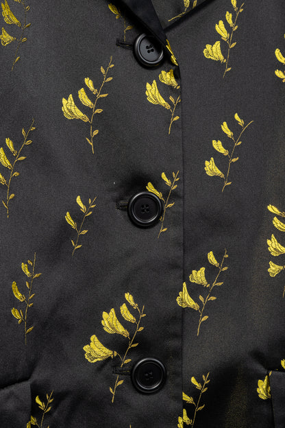 Miu Miu SS15 Runway Giallo Duchesse Mughetto Jacquard Satin Jacket