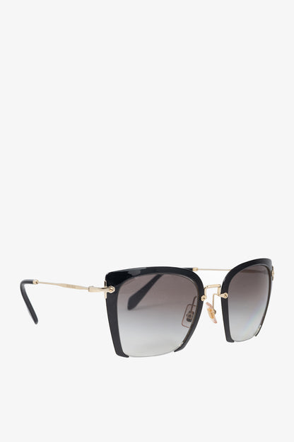 Miu Miu SMU 52R Black & Gold Square Sunglasses