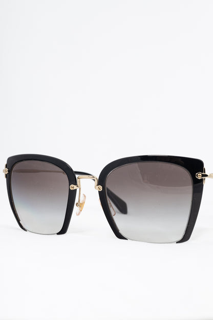 Miu Miu SMU 52R Black & Gold Square Sunglasses