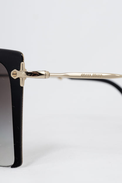 Miu Miu SMU 52R Black & Gold Square Sunglasses