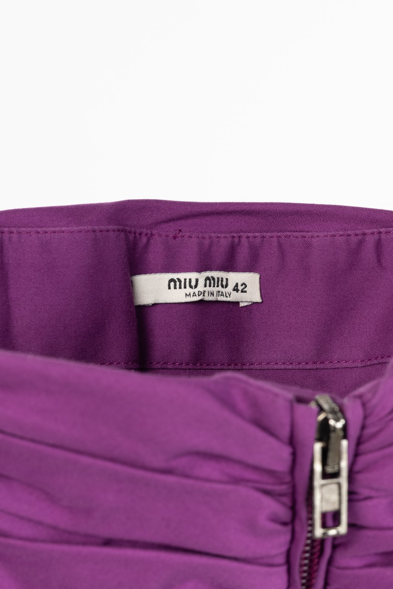 Miu Miu Cruise 2009 Purple Cotton Ruched Ruffle-Trim Strapless Mini Dress