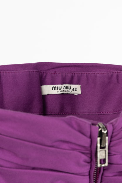 Miu Miu Cruise 2009 Purple Cotton Ruched Ruffle-Trim Strapless Mini Dress