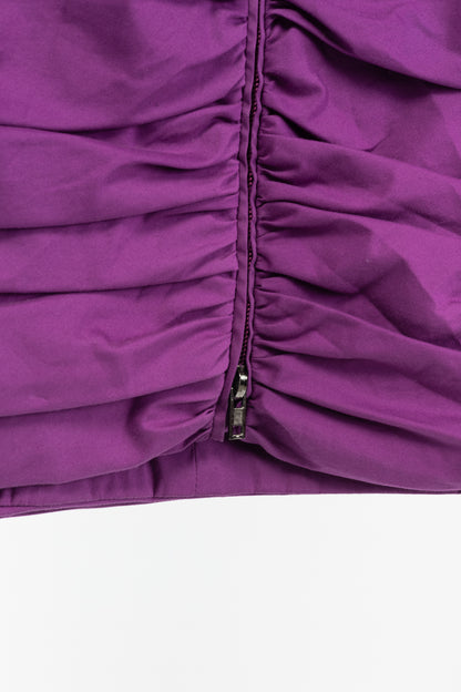 Miu Miu Cruise 2009 Purple Cotton Ruched Ruffle-Trim Strapless Mini Dress