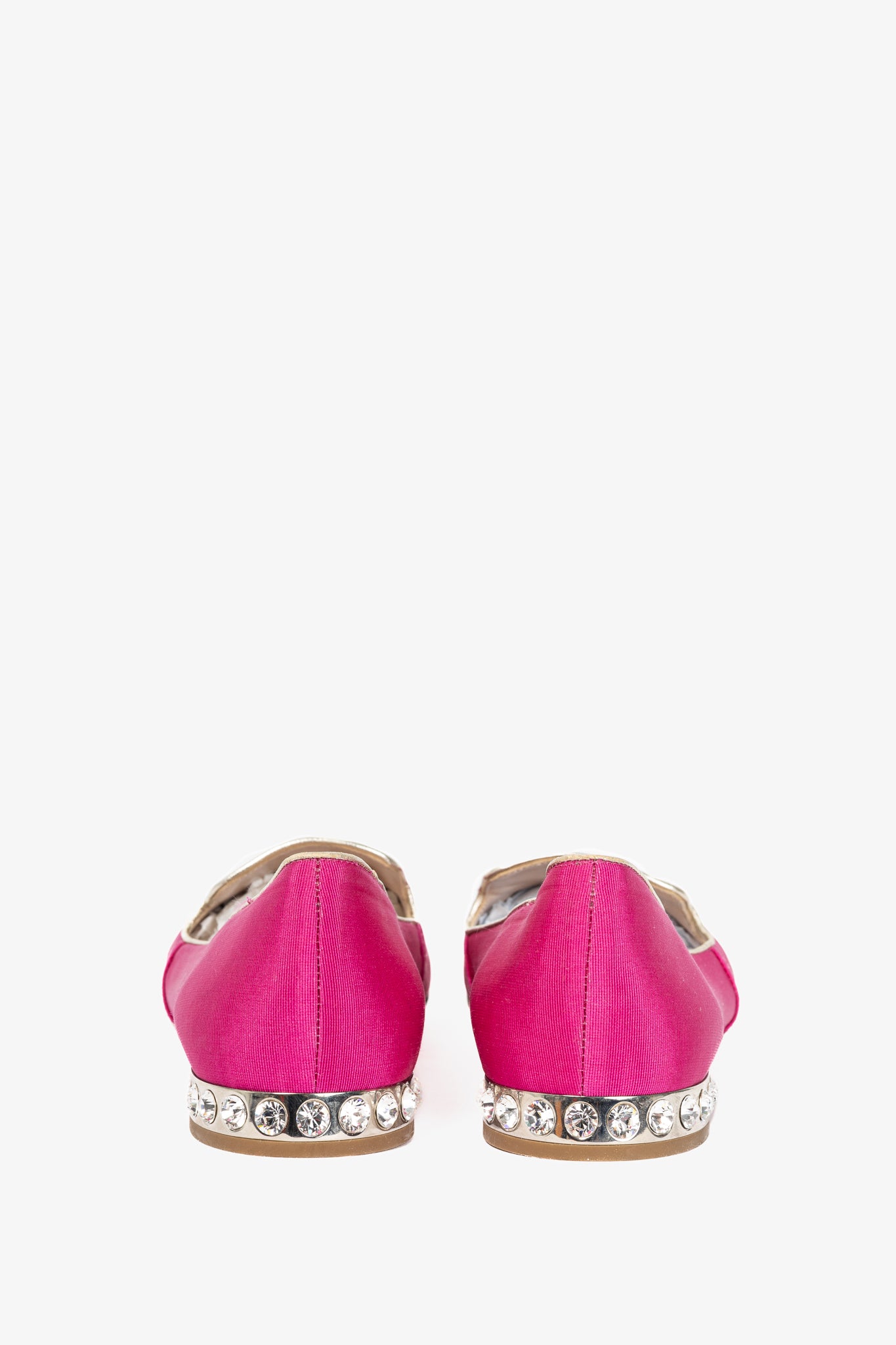 Miu Miu PF12 Pink Embroidered Crystal-Heel Loafers
