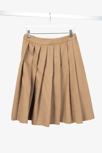 Miu Miu AW07 Runway Tan Wool & Camel Pleated Skirt