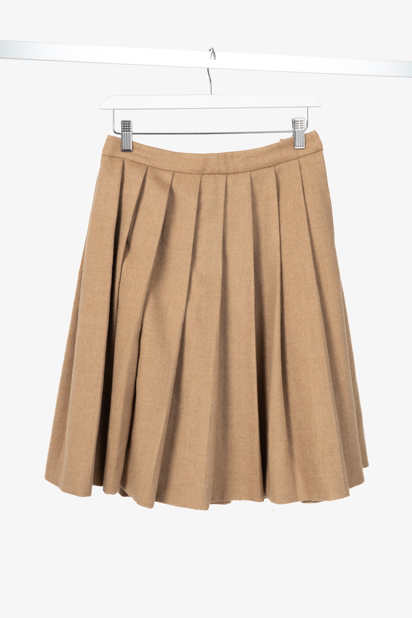 Miu Miu AW07 Runway Tan Wool & Camel Pleated Skirt