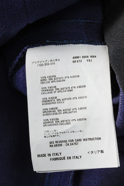 Miu Miu Cruise 2010 Navy Viscose Crepe Crytal-Toggle Mini Dress