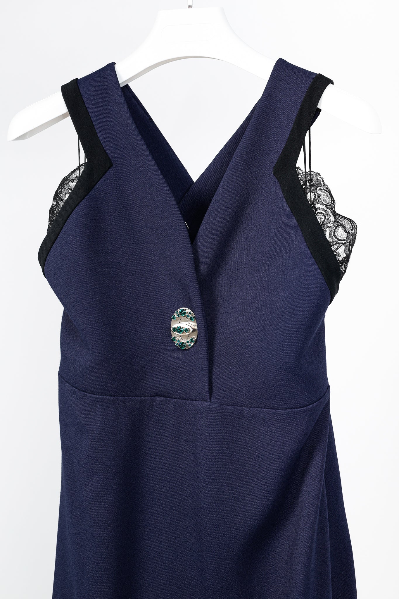 Miu Miu Cruise 2010 Navy Viscose Crepe Crytal-Toggle Mini Dress