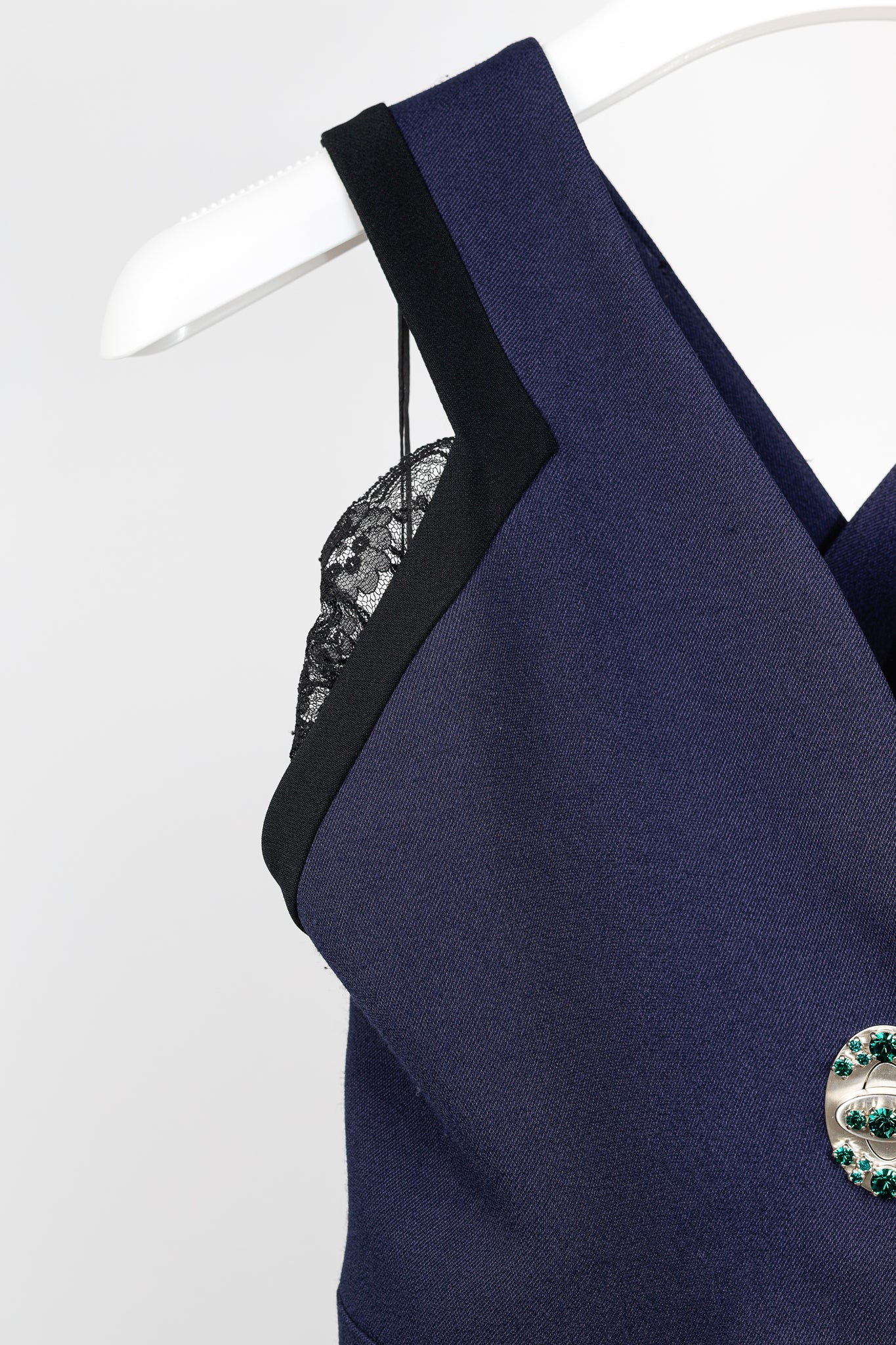 Miu Miu Cruise 2010 Navy Viscose Crepe Crytal-Toggle Mini Dress