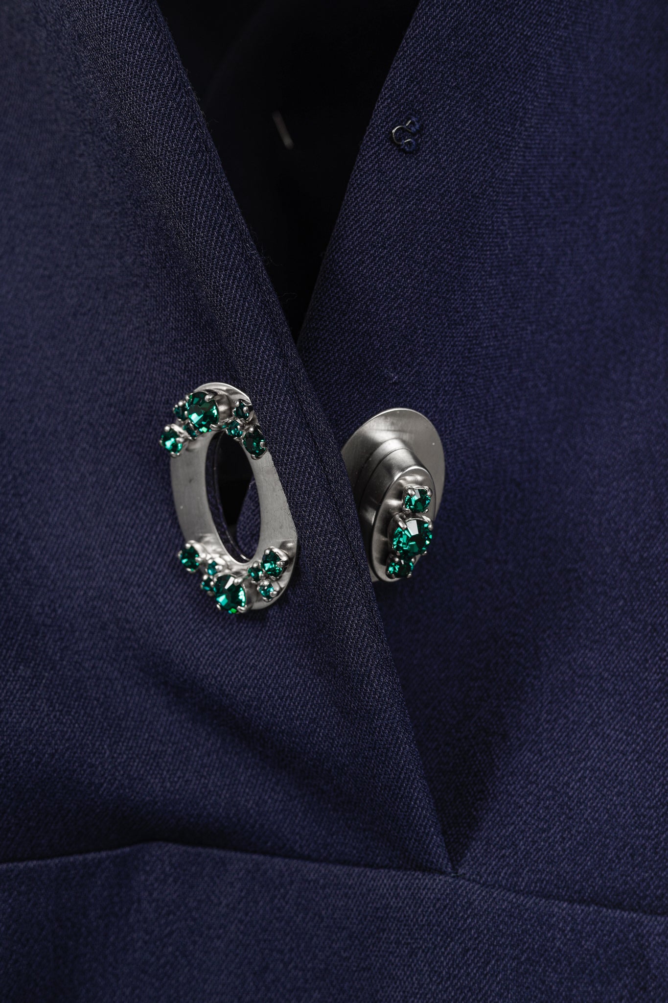Miu Miu Cruise 2010 Navy Viscose Crepe Crytal-Toggle Mini Dress