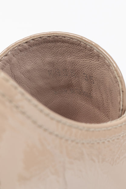 Miu Miu Nude Patent-Leather Cap-Toe Lace-Up Sneakers