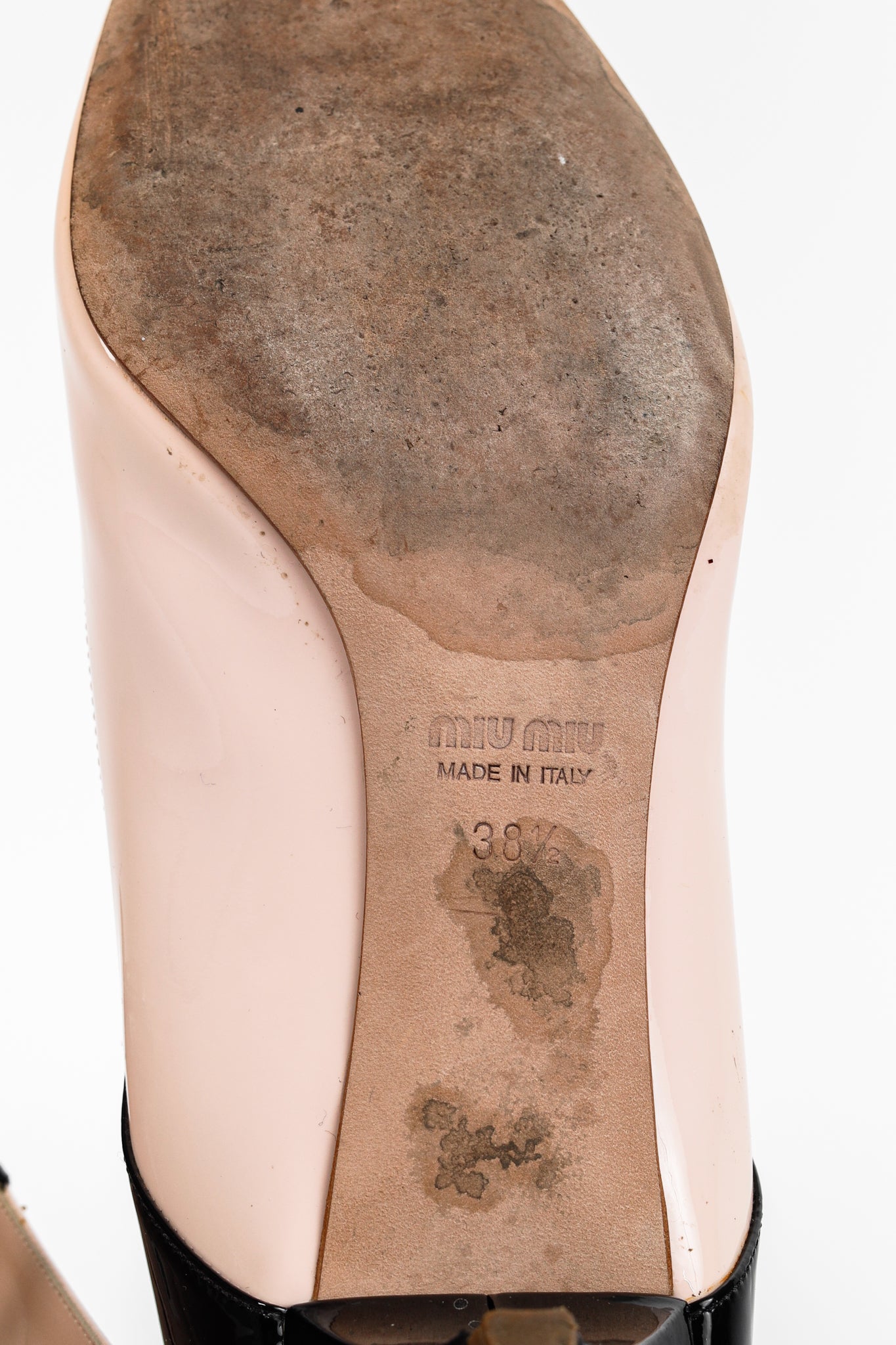 Miu Miu Light Pink & Black Bicolor Studded Mary Janes