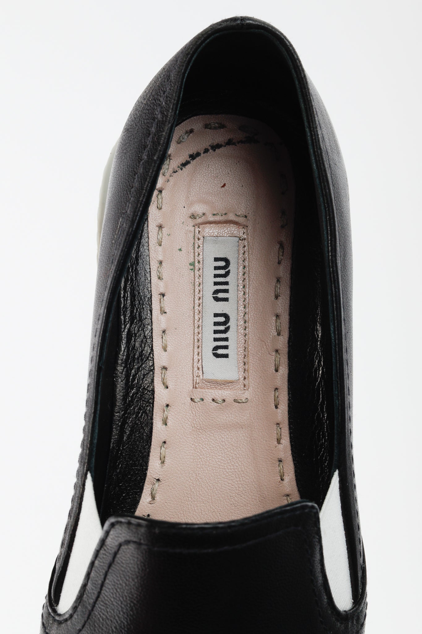 Miu Miu Black Metal-Cap-Toe Slip-On Sneakers