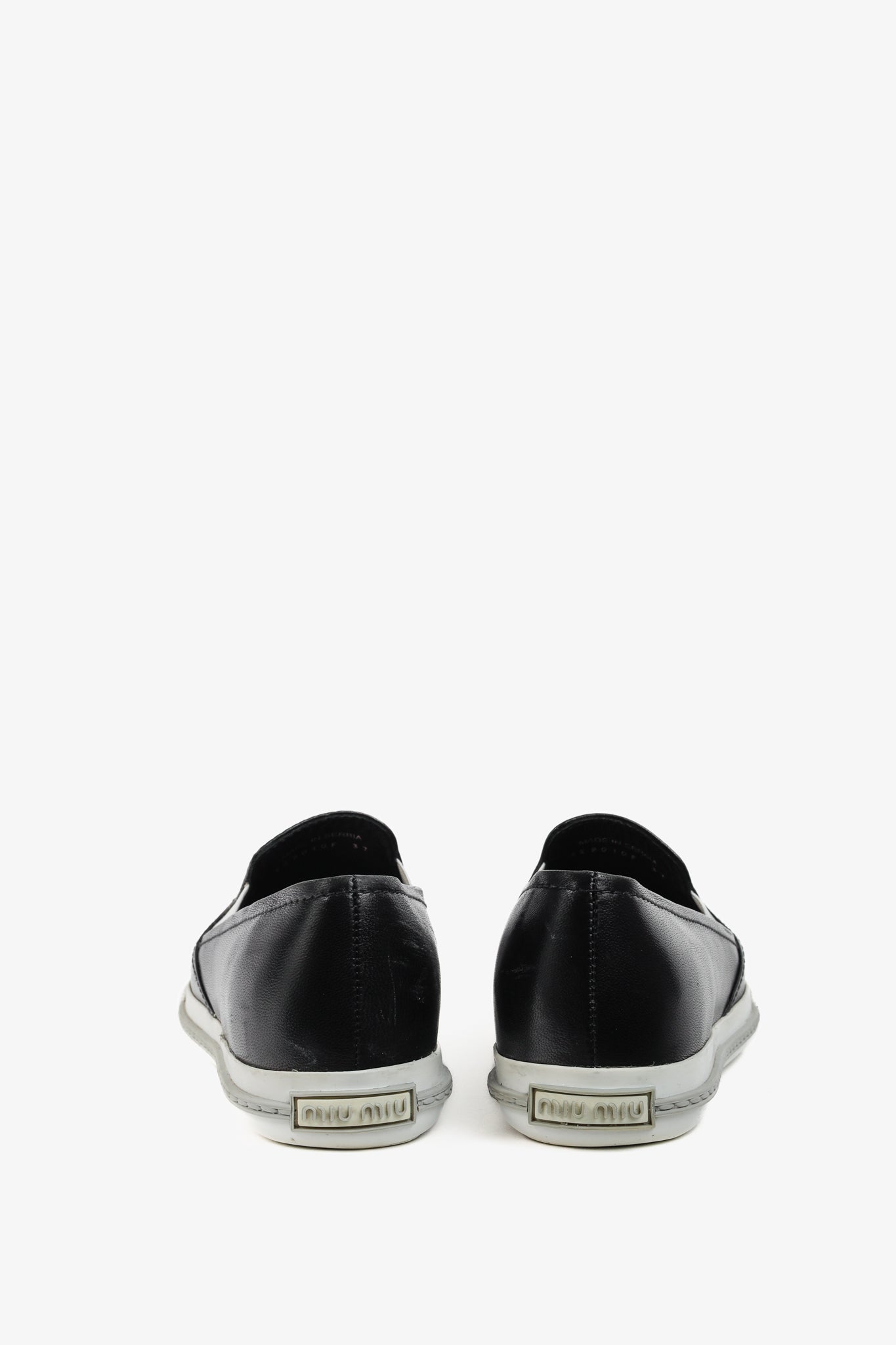 Miu Miu Black Metal-Cap-Toe Slip-On Sneakers